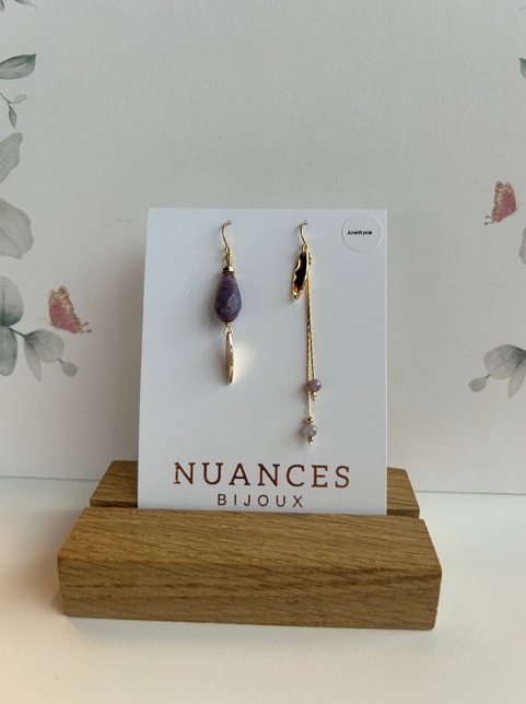 Boucles d'oreille Marion améthyste - Nuances 