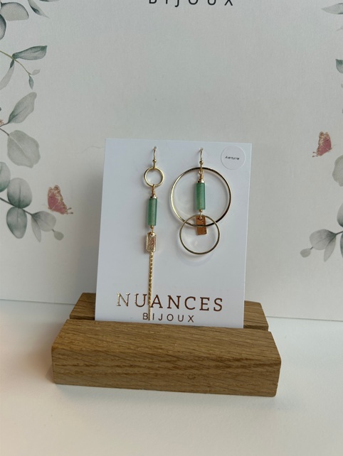 Boucles d'oreille June aventurine - Nuances