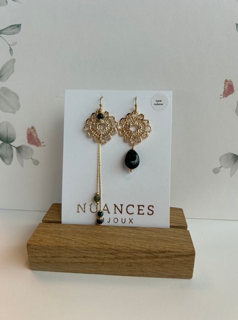 Boucles d'oreille Véronika agate indienne - Nuances 