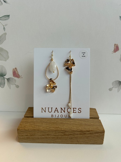 Boucles d'oreille Eden cristal de roche - Nuances 