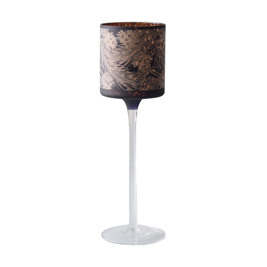 Photophore Pine brun et doré - Fancy