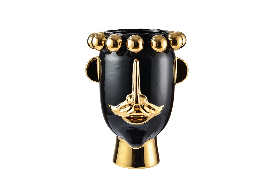 Vase Face noir et doré - Fancy